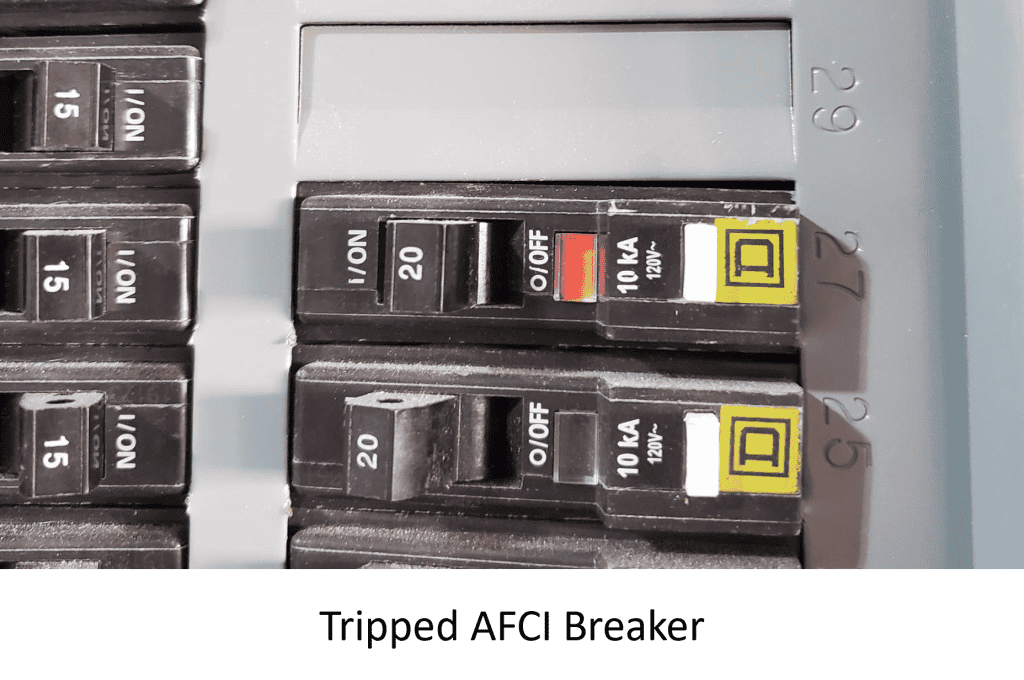 AFCI Breaker Shown in Tripped State
