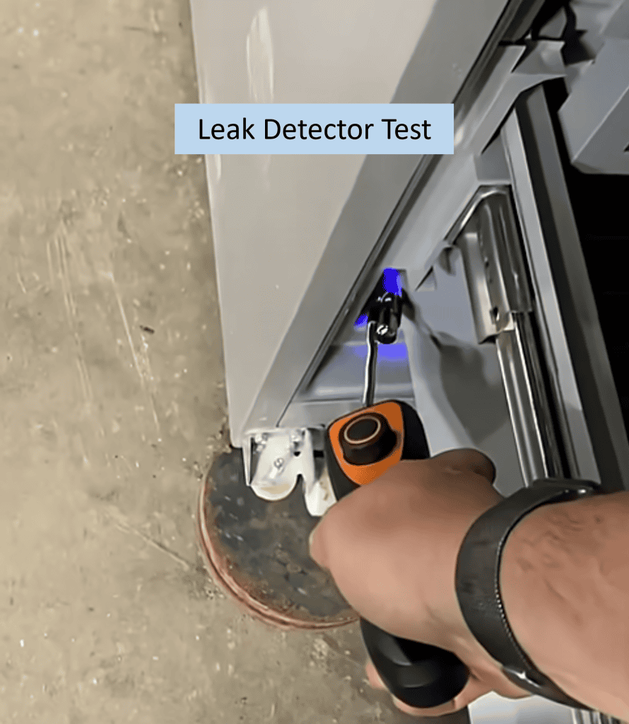 Testing for refrigerant leaks with Electronic Leak Detector