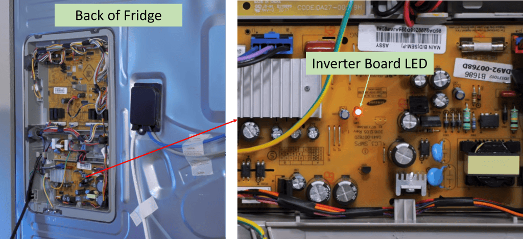 Samsung fridge inverter board location and LED location